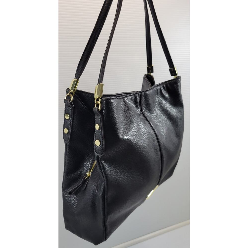 *Z1) Anne Klein Black Faux Pebble Leather Shoulder Tote Hand Bag Purse - Picture 7 of 16